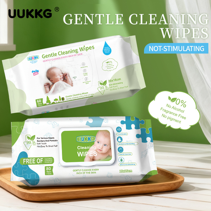 Uukkg Cross-Border Exclusive Gentle Maternal and Infant Hand and Mouth Cleaning Flip-Top Wet Wipes Baby Wipes 80 Pieces Uu09