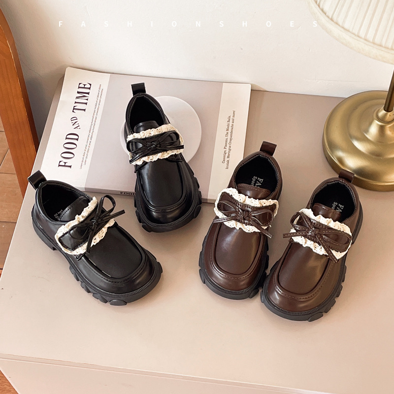 Zapatos de cuero para niñas 2025 otoño nuevo estilo de moda para niños con suela suave zapatos princesa de estilo británico Lefour zapatos para bebés mujeres zapatos