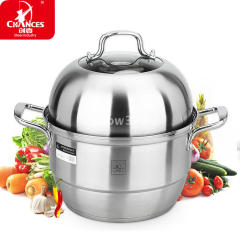 Stainless steel steamer 304 double-layer 2-layer 2-layer 3-layer large size steamer electromagnetic stove universal 36-38-40CM