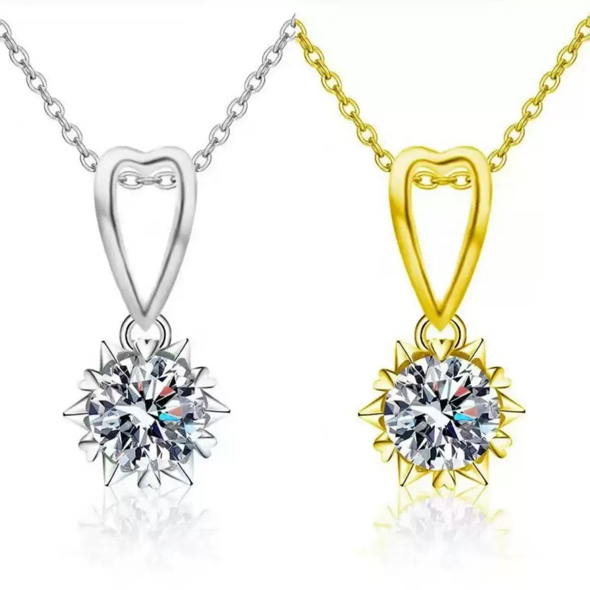 一克拉仿莫桑钻项链 雪花不掉色女吊坠轻奢小众高级感锁骨链批发