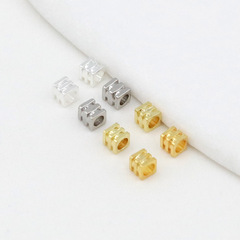 銅鍍18K金方形三層塔狀隔珠14K包金保色三線方珠diy手鍊配件D133