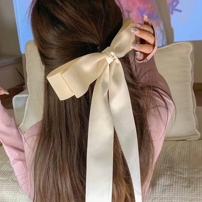 Jennie同款超大蝴蝶结发夹少女芭蕾风丝带弹簧夹头饰飘带边夹发饰-阿里巴巴