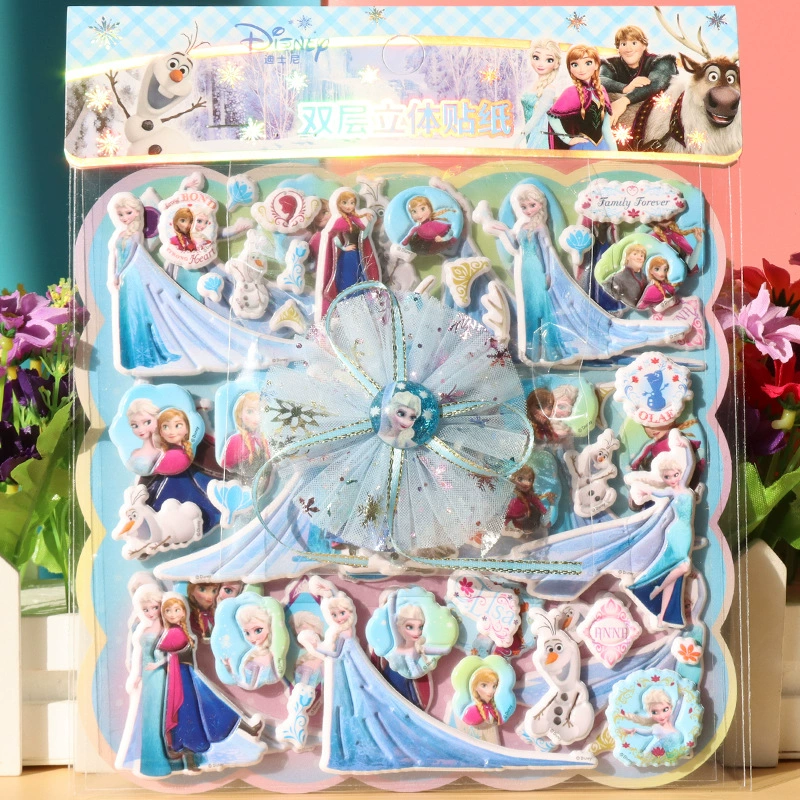 Frozen принцесса София Детский мультфильм трехмерная Аиша Анна одежда двухслойные Пузырьковые хлопковые наклейки для девочек