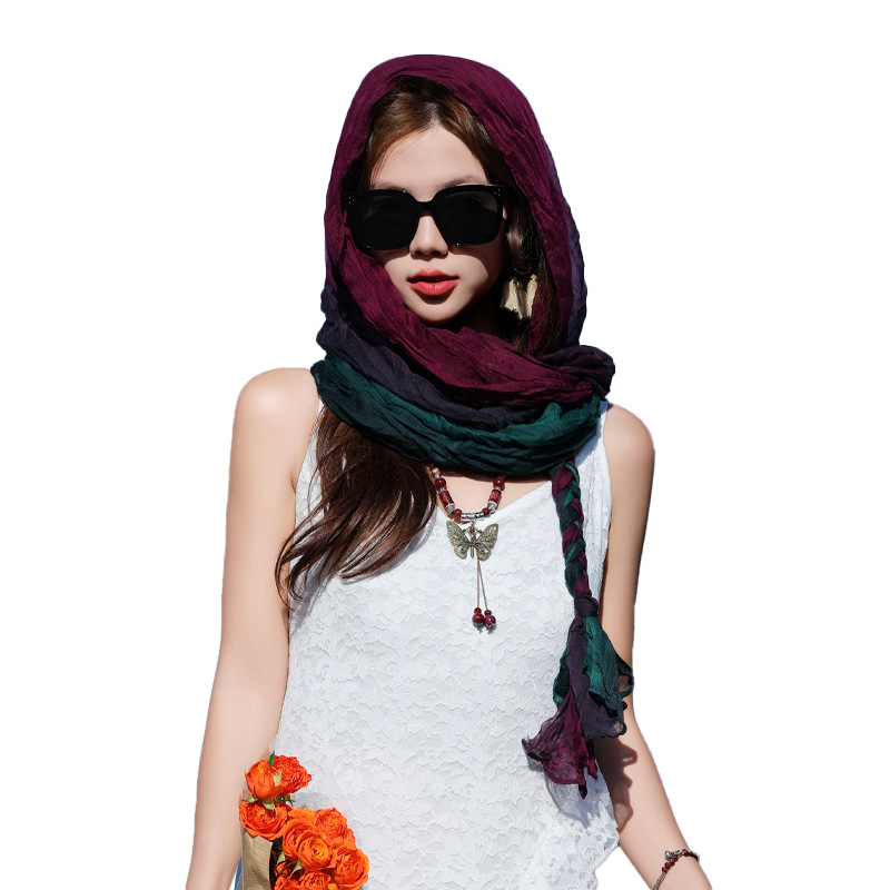 Chal para mujer, verano de moda, nuevo estilo, chal de giro pequeño, bufanda, toalla de seda con protección solar teñida personalizada, pañuelo en la cabeza, bufanda