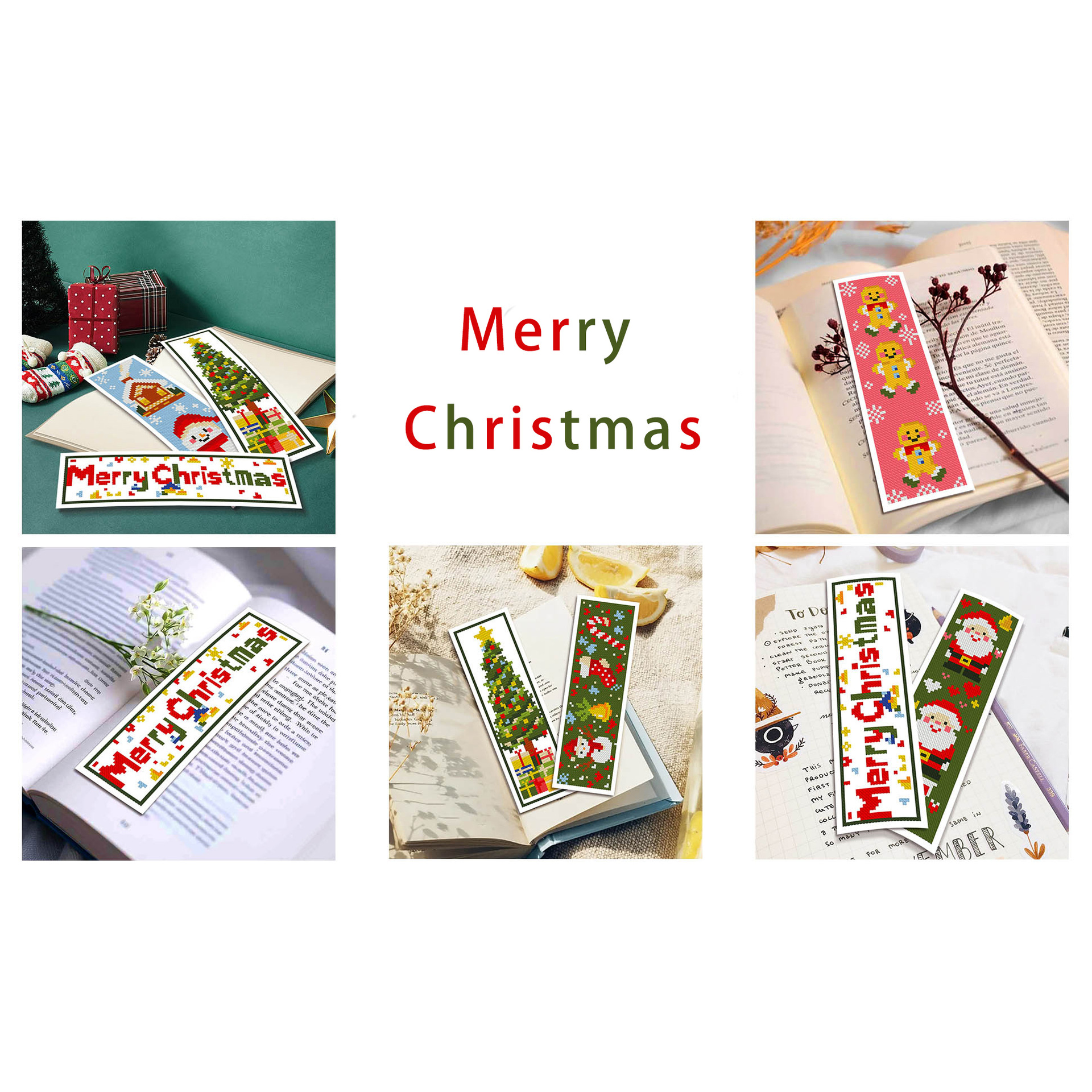Marcapáginas Navideño de Edición Limitada, Bordado a Mano de Alta Gama, Regalo Práctico, Edición en Inglés, Cultural y Creativo