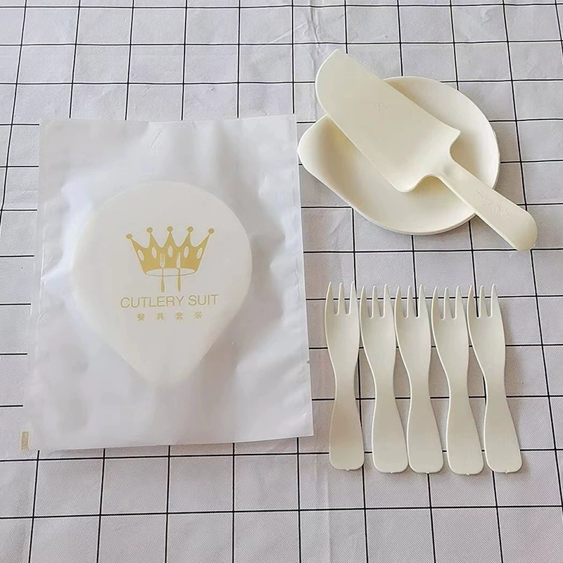 Water drop plate cake knife fork set individual packaging disposable cake utensils plastic cake knife fork plate combination