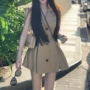 夏季新款无袖西装领连衣裙