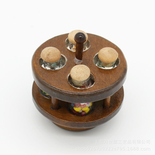 1:12dollhouse doll house mini kitchen simulation round 4 bottle spice rack bottom can rotate