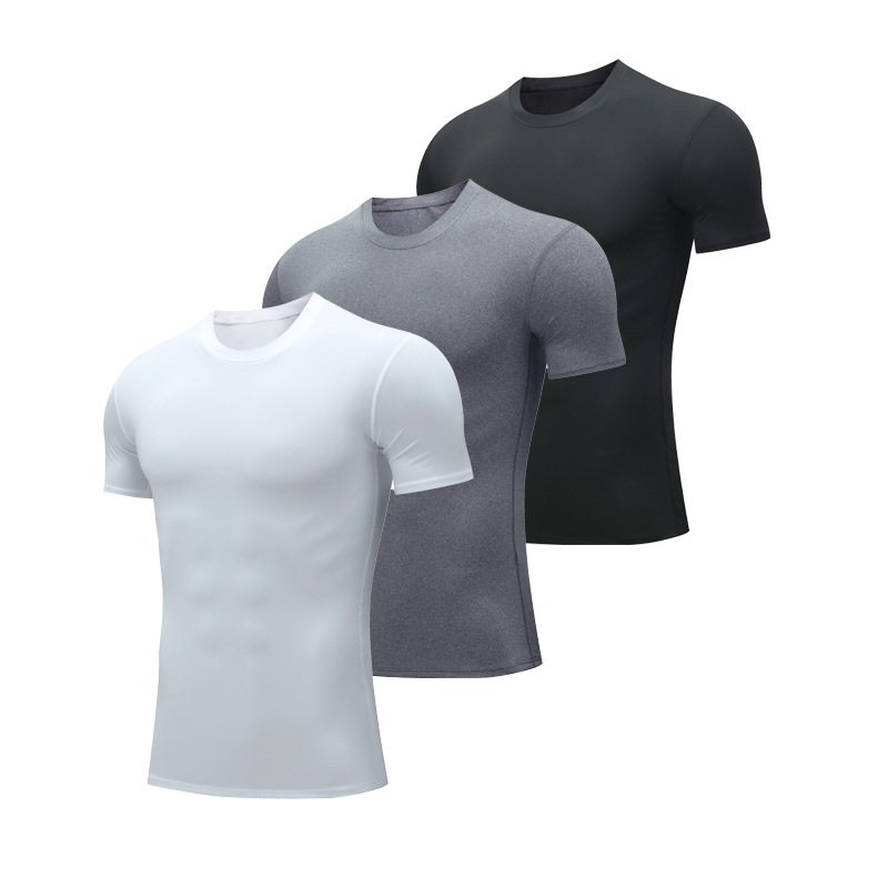 PRO Fitness Clothes Men's Sports Tight Short-Sleeved Quick-Dry Clothes Stretch Running T-Shirt Compressed Riding Clothes Basketball Yoga Clothes