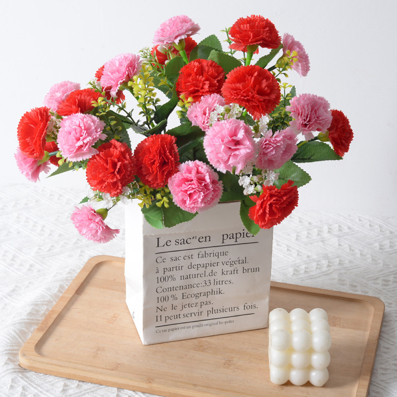 Flores nórdicas flores falsas claveles flores caseras decoración de bodas flores artificiales