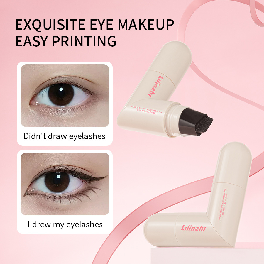 Cross-Border Lirenzhi Rotating Eyeliner Stamp Pen, Waterproof, Sweat-Proof, Long-Lasting, Bendable, One-Stroke Dual-Head Eyeliner