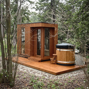 High-End 1-8 Person Cedar Family Steam Room Outdoor Sauna