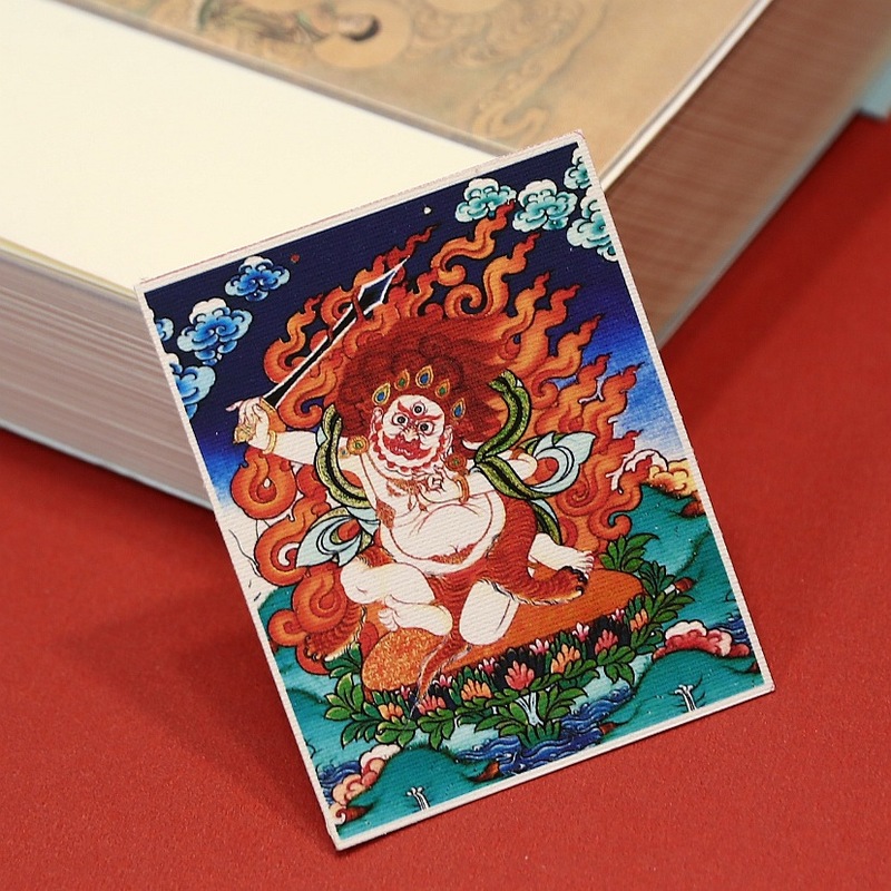 手描きの金描きチベット生の8つの守護者ザキラムタンカ卸売絵画コアボックス特別なキャンバス|undefined