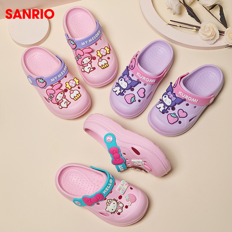 Sanrio Children's Sandals and Slippers Summer Indoor Non-slip Girl's Hole Shoes Baby Bathing Beach Shoes