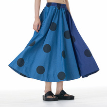 牛仔蓝休闲裤2025夏季裙裤大码女装宽松显瘦撞色原创阔腿裤69902