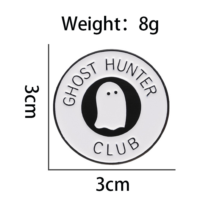 Lindo broche redondo fantasma de dibujos animados creativo disfraz de Halloween accesorios de pin insignia de decoración en inglés transfronterizo