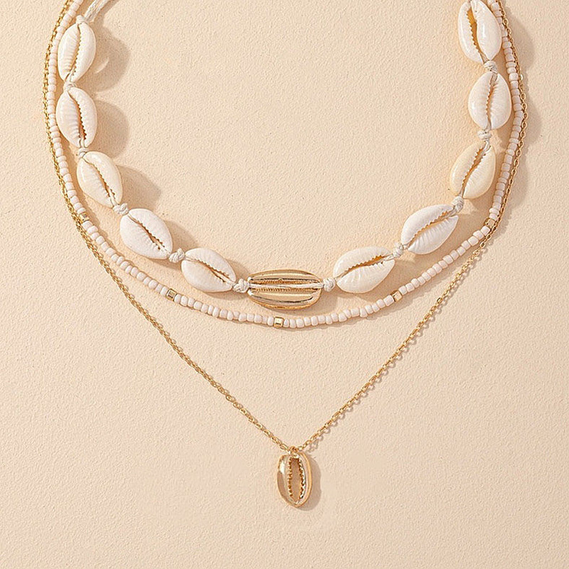 1 Set Quantity Beach Occasion Bohemian Shell Beaded Alloy Shell Women's Necklace