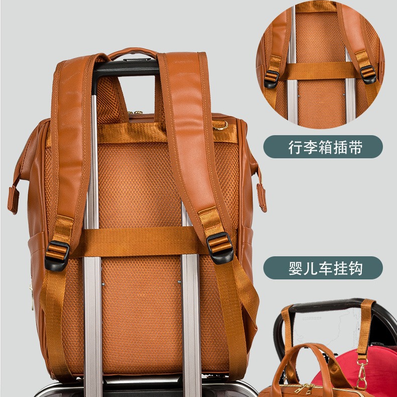 Bolsa de momia 2022 verano nuevo color sólido pu impermeable biberón aislamiento moda todo partido mochila portátil madre y bebé bolsa