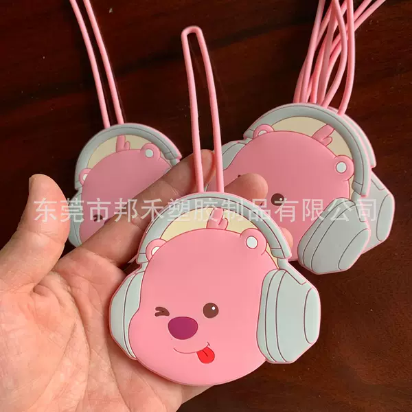 Dongguan factory direct supply can do any LOGO trademark brand high quality one cartoon silicone luggage tag