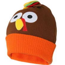 秋冬针织火鸡帽子感恩节亲子保暖加厚个性晴纶刺绣针织帽跨境帽子