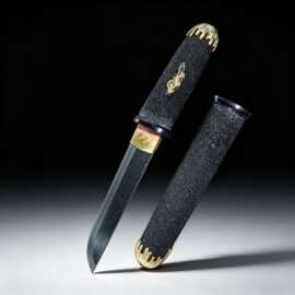 高端手工鱼皮短刀一体日本Tanto小刀合口侟收藏工艺刀剑未开刃