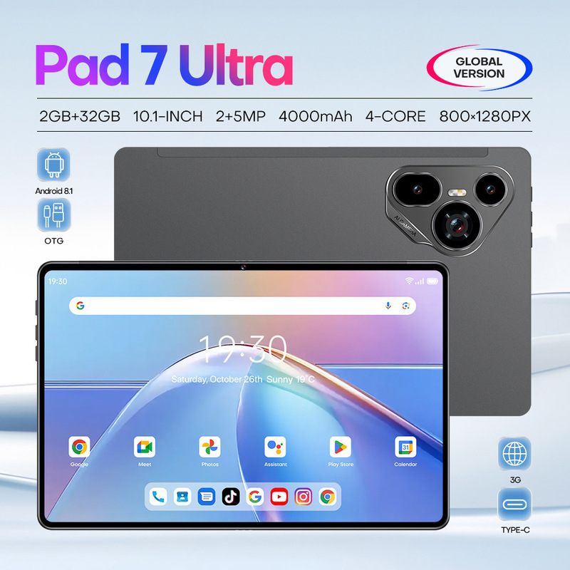 In-Stock Pad7 Ultra Cross-Border Hot-Selling 10.1inch Smart Tablet 3+32Gb Android with Sim Card Slot for Calls