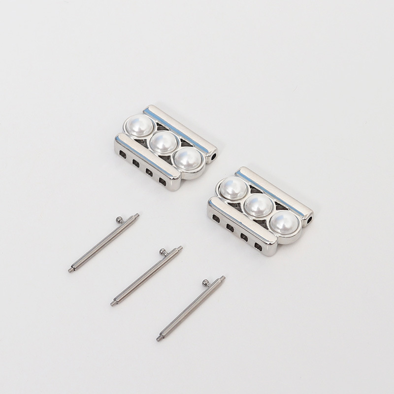 Phong cách đính cườm ngọc trai-Bạc / Giao diện 18mm (kèm kim tháo nhanh)