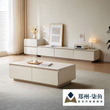 新款茶几电视柜组合简约现代奶油风电视柜落地沙发客厅茶几