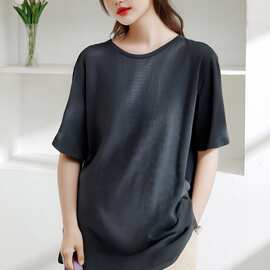 款号730172原单新款女装华夫格 T 恤宽松版型藏肉又随性百搭T