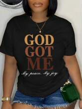 I 26406 Slogan print tee ��ĸӡ��������
