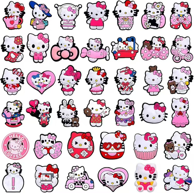 Cute Cartoon HelloKitty Shoe Flower Hello Kitty pvc Soft Rubber Shoe Buckle Cave Shoes Diy Accessories Shoe Accessories