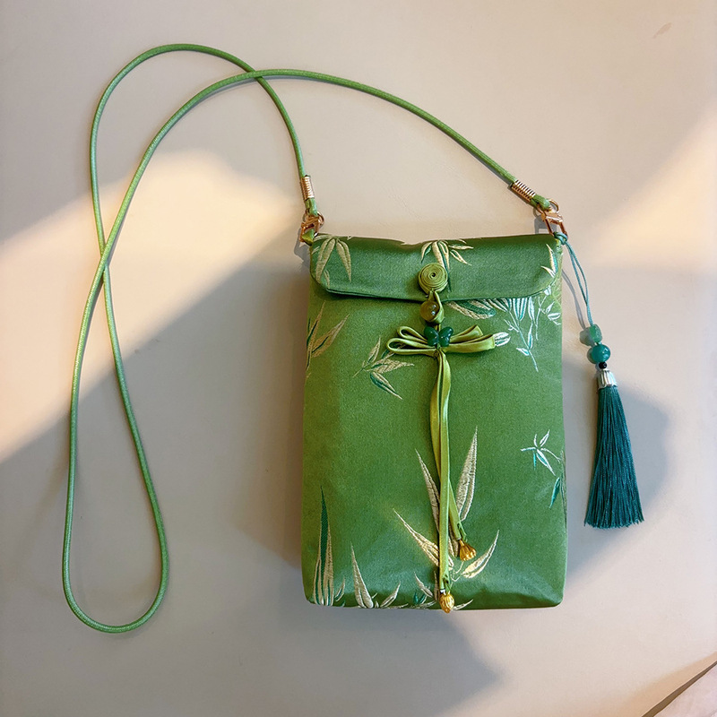 Guofeng New Chinese Style Brocade Crossbody Embroidered Mobile Phone Bag