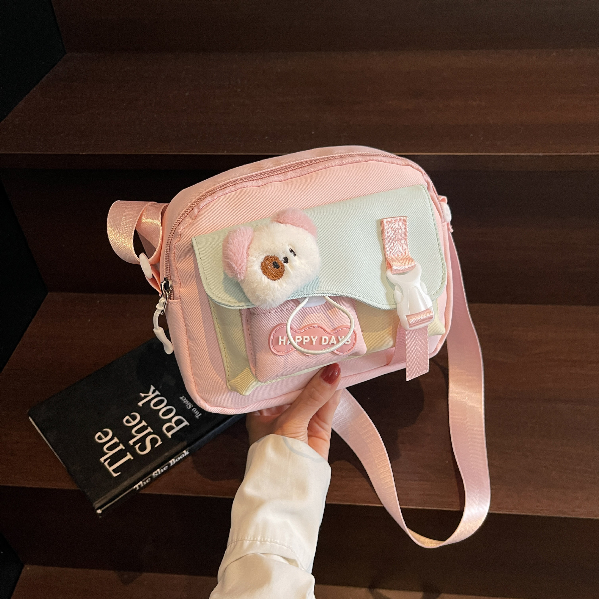 Japanese Cute Small Bag for Girls, Crossbody Elementary School Shoulder Bag, Sweet Student Candy Color Phone College Student