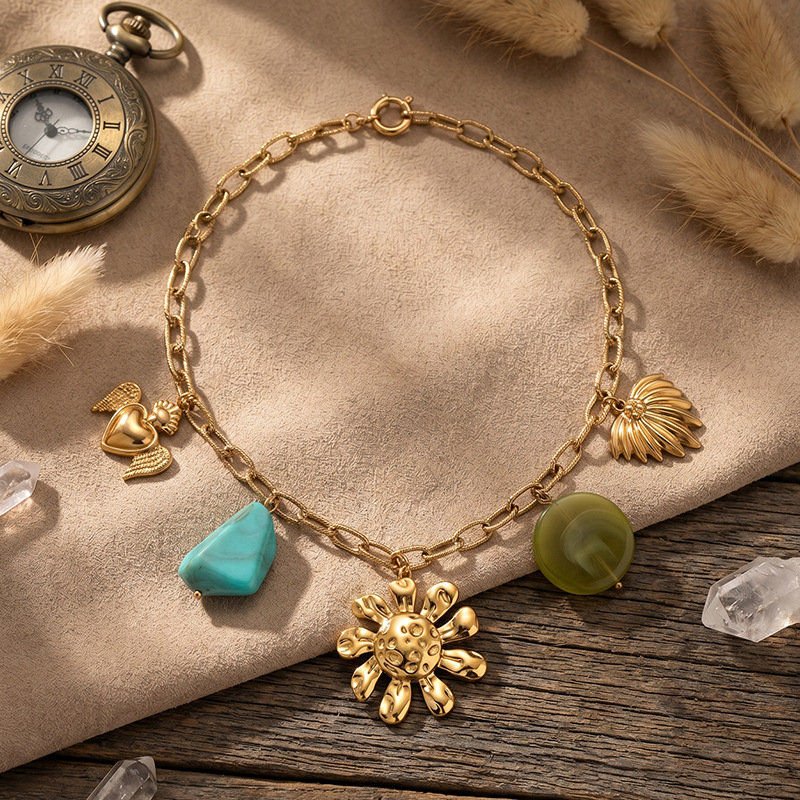 Tiana Europa y los Estados Unidos transfronterizos flores colgante collar colgante de sol universal nicho no desvanecer la cadena de clavícula para mujeres