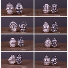 999足银十二生肖本命佛八大守护神转运珠 3D硬银观音编织配件