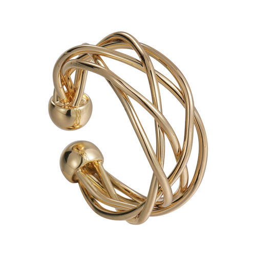 Niche design style geometric retro open ring cold wind shaking fast same style European and American gold metal ring