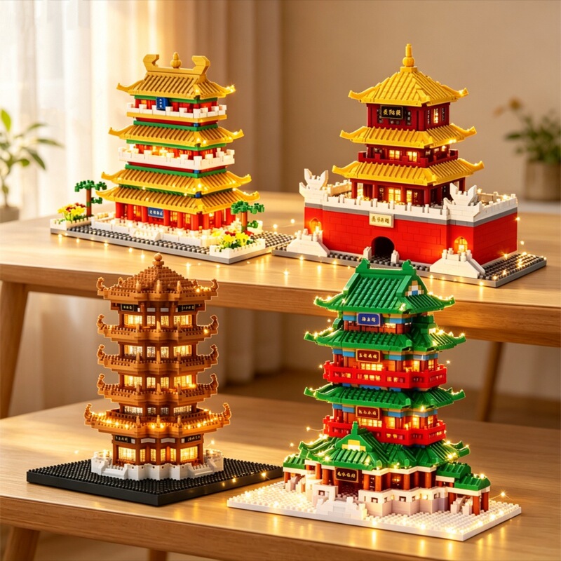 New product: tengwangge, Yueyang Building, four famous buildings in China compatible with Lego building blocks assembled building DIY cottage toys