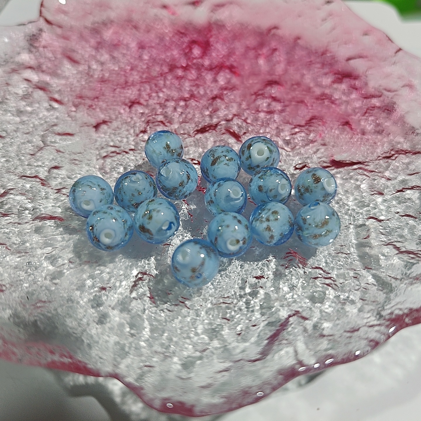 Cuentas de vidrio de arena de oro luminoso perlas sueltas cuentas redondas de cristal accesorios de la joyería de bricolaje pulsera material pulsera de cuentas