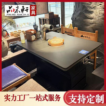 岩板桌面一体式烤肉桌无烟自净化下排烟烤肉桌沙发卡座餐椅组合