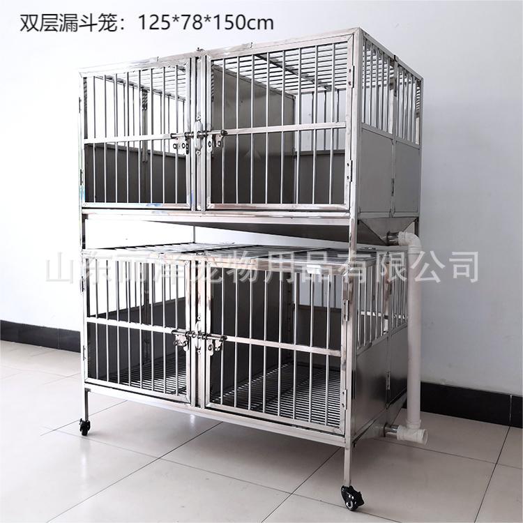 Jaula para perros y gatos con ruedas, bandeja recolectora, uso interior y exterior, acero inoxidable