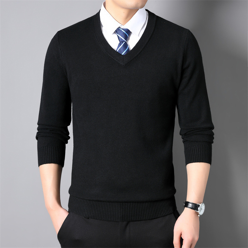 Counter Classic V-neck Wool Knitwear Trendy Sweater Men's Autumn and Winter New Fashion Chicken Heart Collar Base Shirt Men