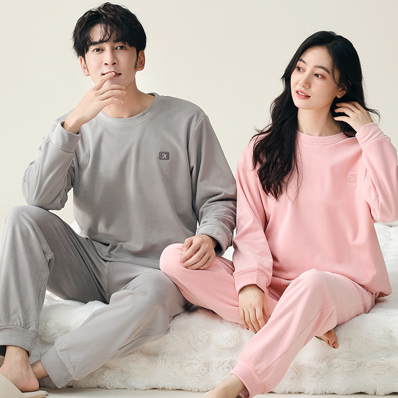 Couple Pajamas Winter Island Velvet Autumn and Winter Men's and Women's Soft Pajamas Home Clothes One Man and One Woman Couple suit