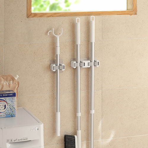 Lazy Corner Mop Hook Bracket Without Drilling Wall Mount Bathroom Mop Storage Rack Adhesive Strong Fixing Clip