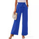 2023 European and American New Women's Wide Leg Casual Pants with Pocket Lightweight High Waist Adjustable Lace-up Knot Loose Pants