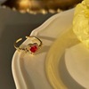 Red ring, fashionable universal stone inlay, zirconium, light luxury style