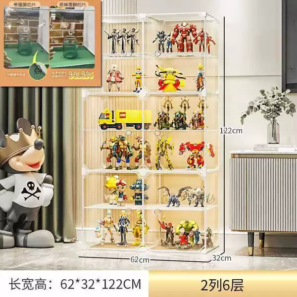 Full-view transparent (6 sides), 2 columns, 6 layers