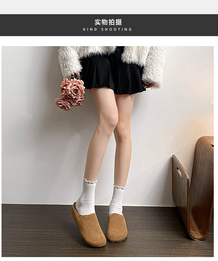 Dép lê nữ bít mũi đế dày mũi rộng phong cách Birkenstock, gót 3 cm — Màu caramel, Màu kaki, Màu mơ chi tiết 15