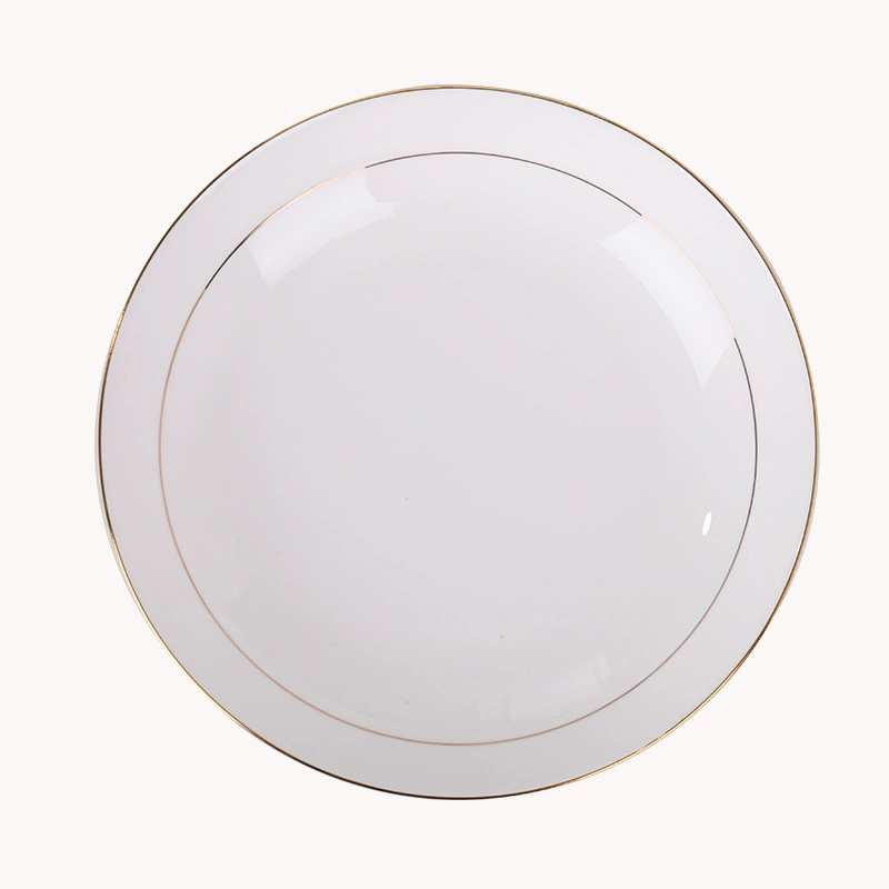 Ceramic tableware set, high bone china with gold tracing, handmade, elegant light‑luxury design