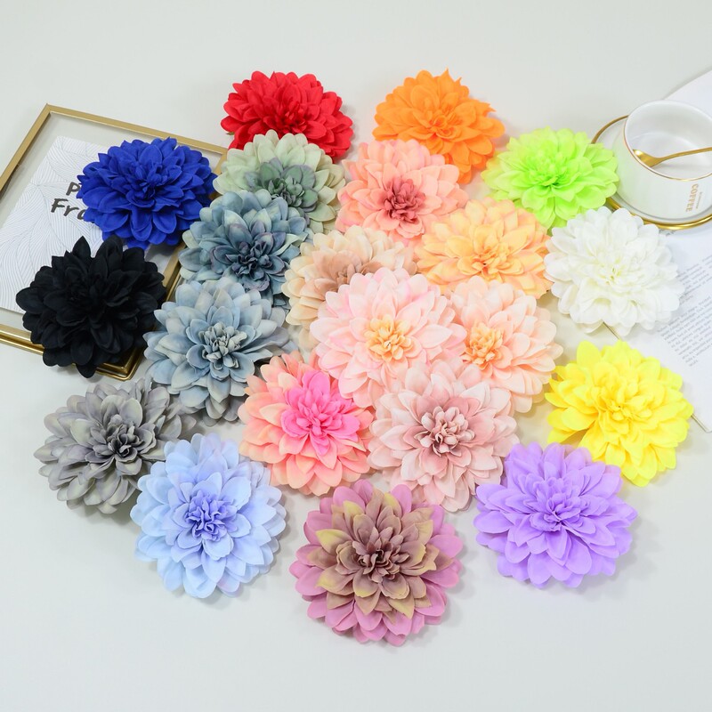 Oil painting dahlia flower simulation chrysanthemum dahlia diy scholar hat sun hat decorative flower flower box with flowers