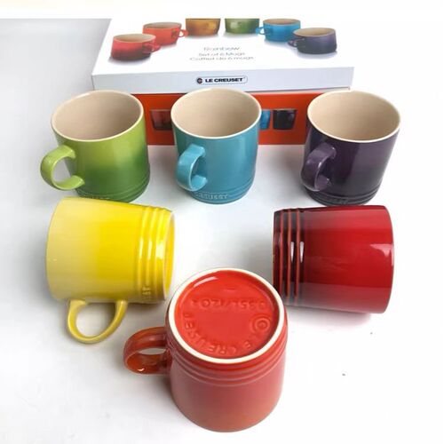 Cool color LE CREUSET rainbow mug macaron six-piece ceramic cup tableware set combination for home use